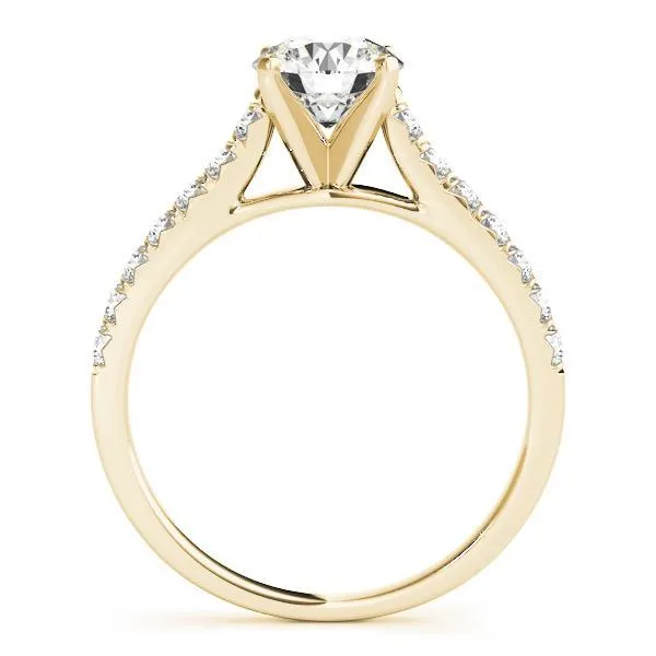 Arly Round Center Stone Diamond Micro-Pave 4 Prong Cathedral Ring