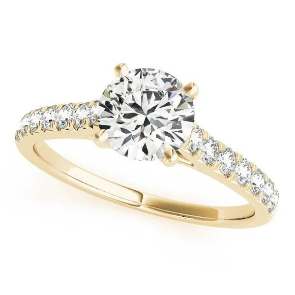 Arly Round Center Stone Diamond Micro-Pave 4 Prong Cathedral Ring
