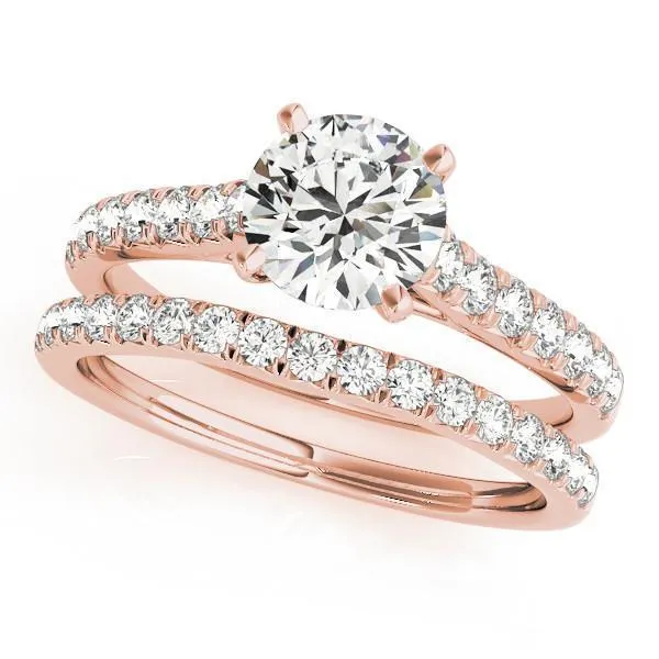 Arly Round Center Stone Diamond Micro-Pave 4 Prong Cathedral Ring