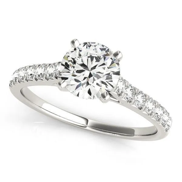 Arly Round Center Stone Diamond Micro-Pave 4 Prong Cathedral Ring