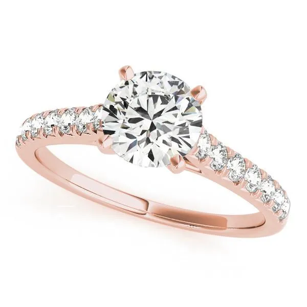 Arly Round Center Stone Diamond Micro-Pave 4 Prong Cathedral Ring