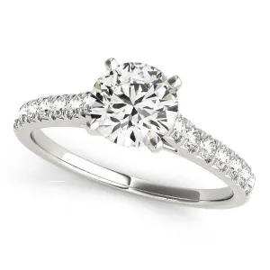 Arly Round Center Stone Diamond Micro-Pave 4 Prong Cathedral Ring
