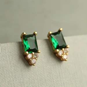 Art Deco Emerald Stud Earrings: Cloche   Cork