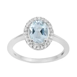 Art Deco Oval 8X6 MM Aquamarine Gemstone 925 Sterling Silver Women Ring