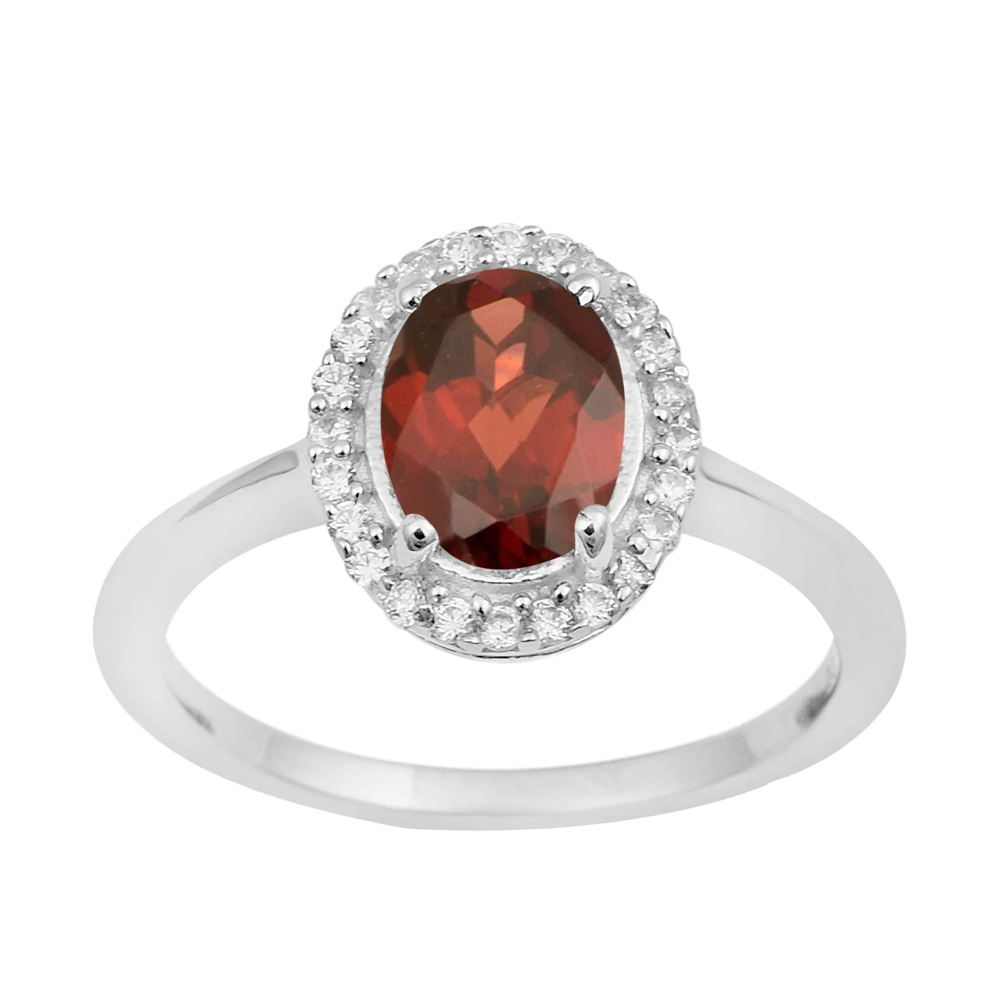 Art Deco Oval 8X6 MM Garnet Gemstone 925 Sterling Silver Women Ring