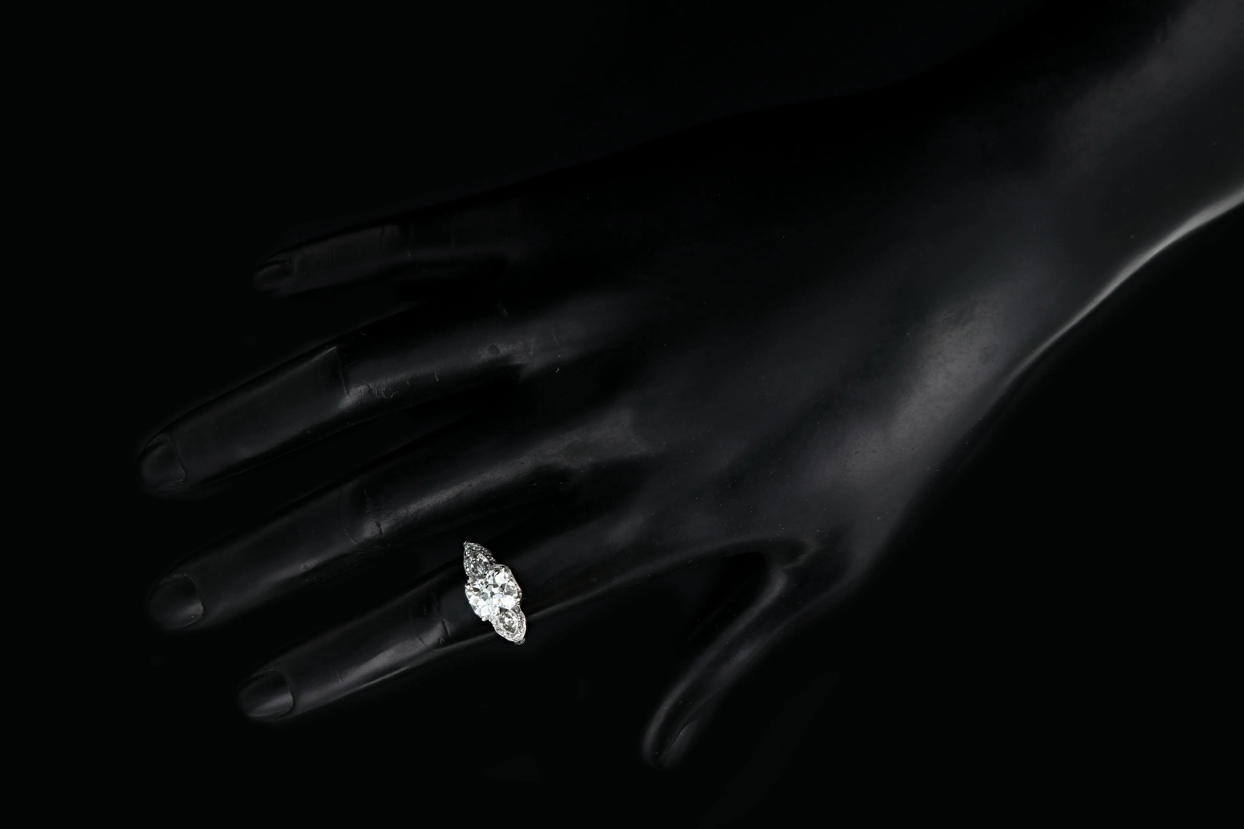 Art Deco Platinum 2.15 Carat Old Mine Cut Diamond Engagement Ring