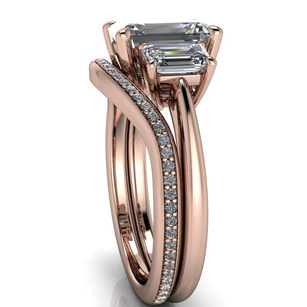 Arya Emerald Center Stone 3 Stone Comfort Fit Engagement Ring