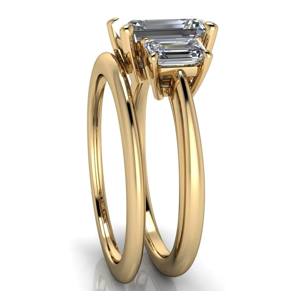 Arya Emerald Center Stone 3 Stone Comfort Fit Engagement Ring