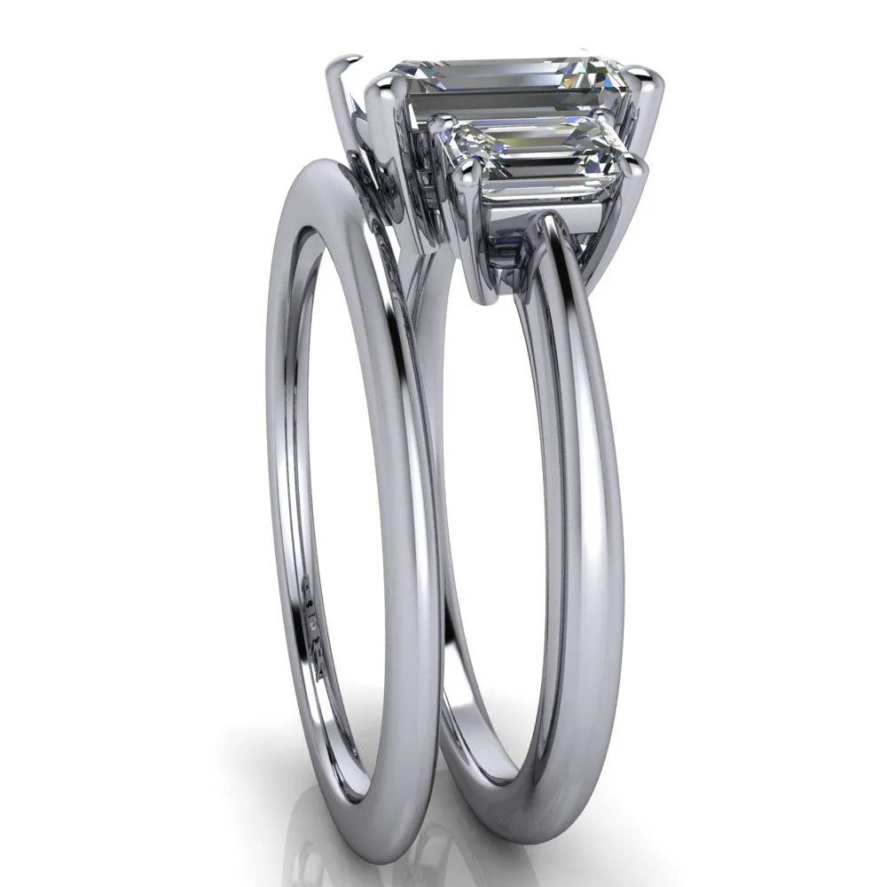 Arya Emerald Center Stone 3 Stone Comfort Fit Engagement Ring
