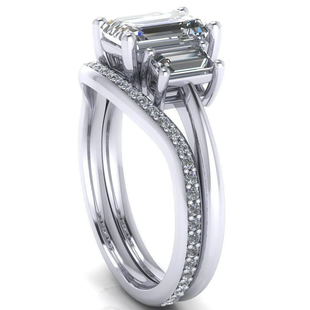 Arya Emerald Center Stone 3 Stone Comfort Fit Engagement Ring