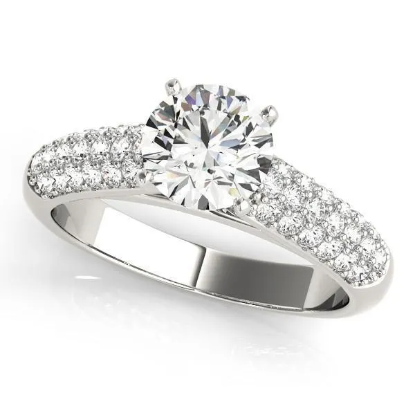 Astrid Round Center Stone Triple Diamond Channel Two-Tone Cathedral Engagement Ring