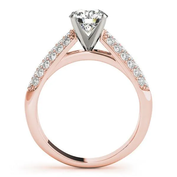 Astrid Round Center Stone Triple Diamond Channel Two-Tone Cathedral Engagement Ring