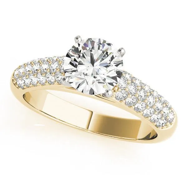 Astrid Round Center Stone Triple Diamond Channel Two-Tone Cathedral Engagement Ring