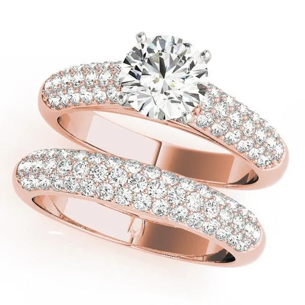 Astrid Round Center Stone Triple Diamond Channel Two-Tone Cathedral Engagement Ring