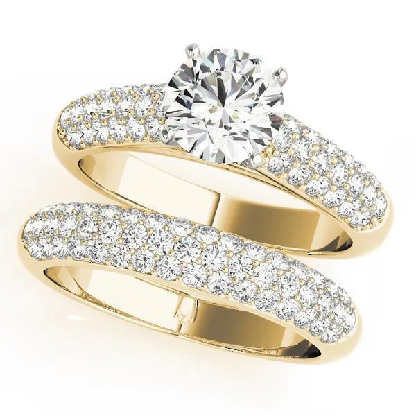 Astrid Round Center Stone Triple Diamond Channel Two-Tone Cathedral Engagement Ring