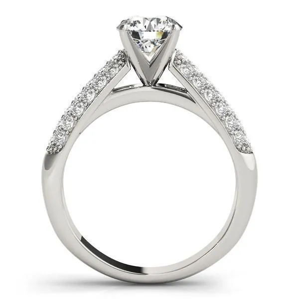 Astrid Round Center Stone Triple Diamond Channel Two-Tone Cathedral Engagement Ring