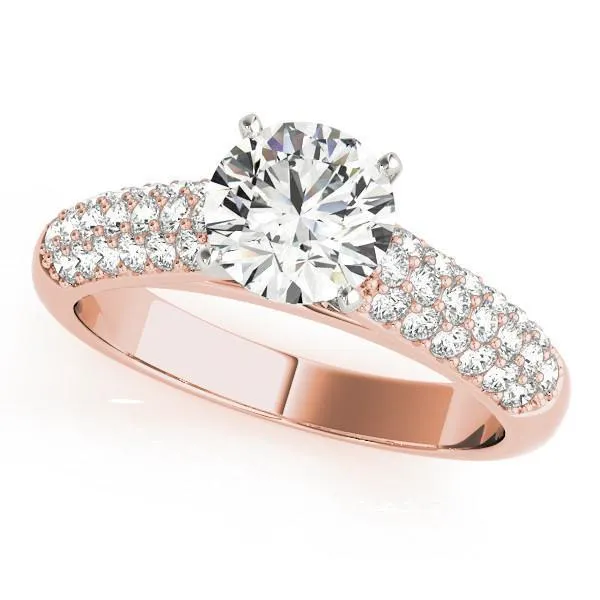 Astrid Round Center Stone Triple Diamond Channel Two-Tone Cathedral Engagement Ring