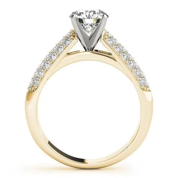 Astrid Round Center Stone Triple Diamond Channel Two-Tone Cathedral Engagement Ring