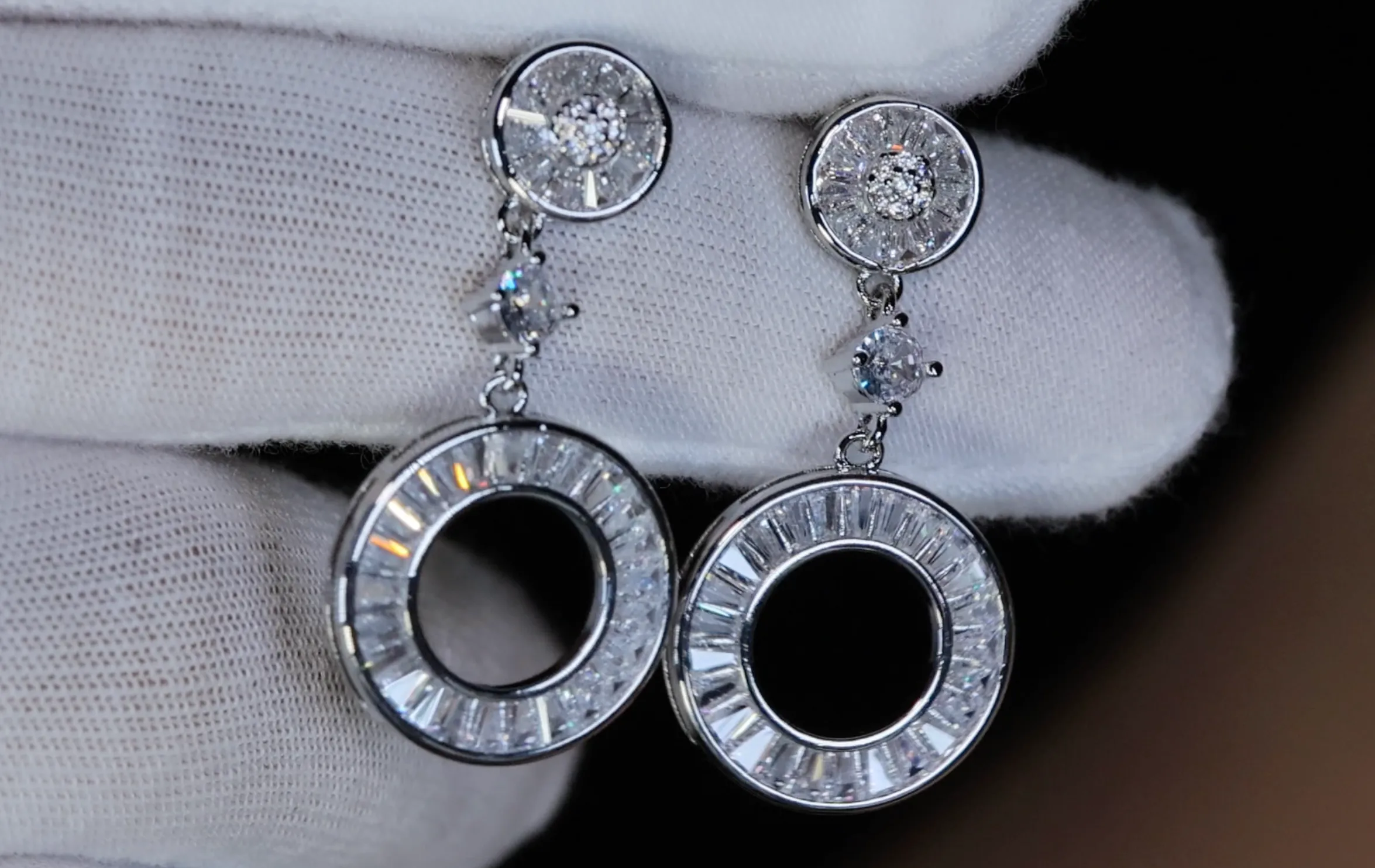 Baguette Diamond Hoop Earrings | Womens Baguette Diamond Earrings