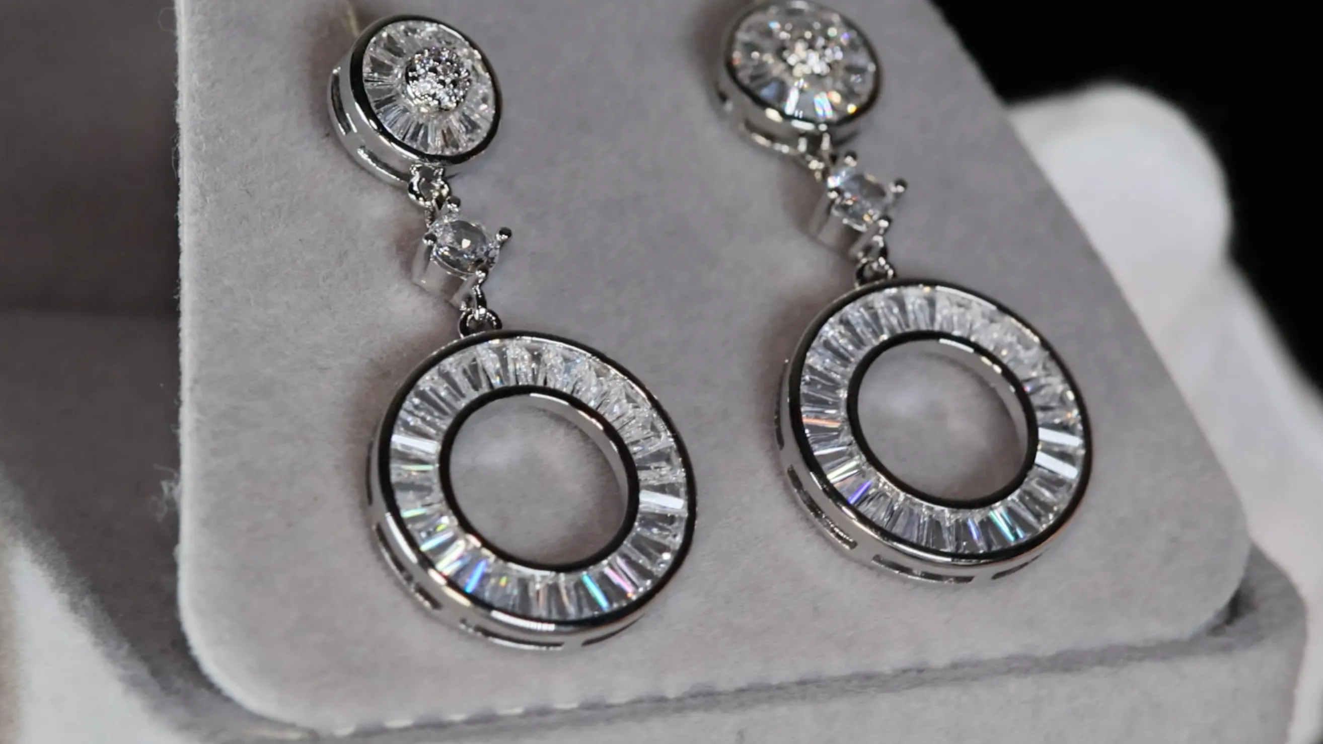 Baguette Diamond Hoop Earrings | Womens Baguette Diamond Earrings