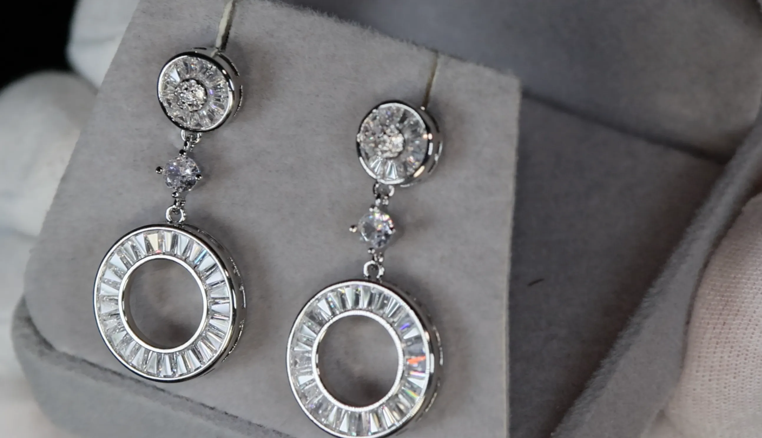 Baguette Diamond Hoop Earrings | Womens Baguette Diamond Earrings