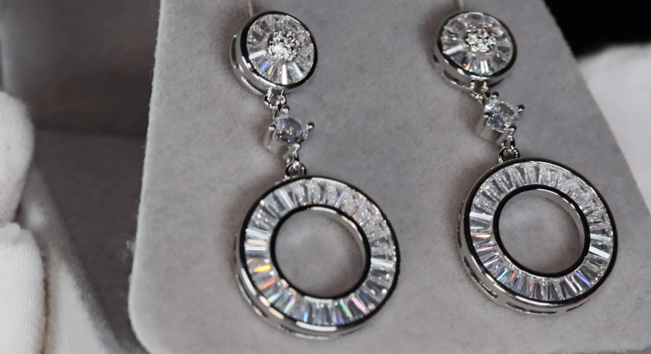 Baguette Diamond Hoop Earrings | Womens Baguette Diamond Earrings
