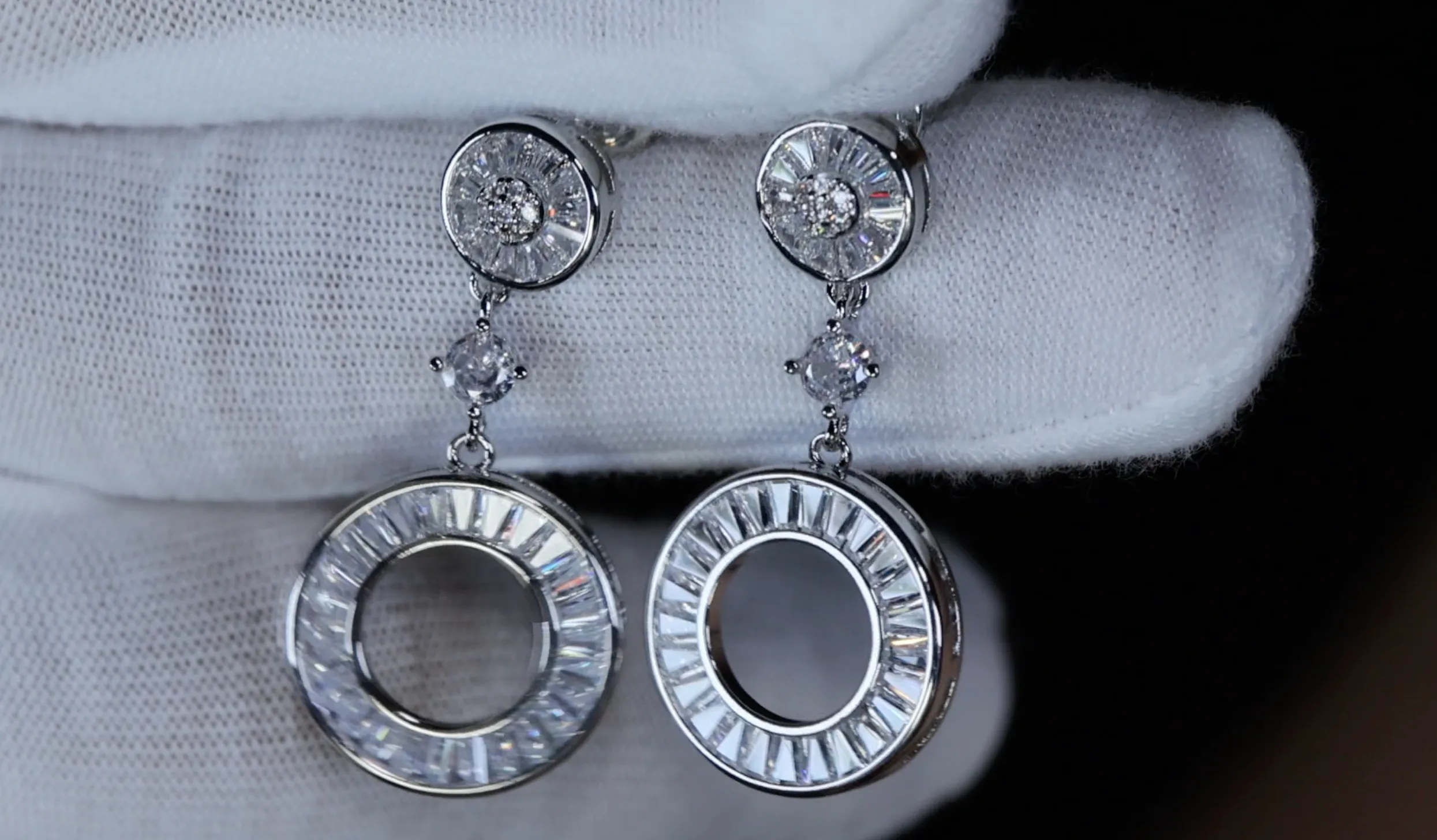 Baguette Diamond Hoop Earrings | Womens Baguette Diamond Earrings