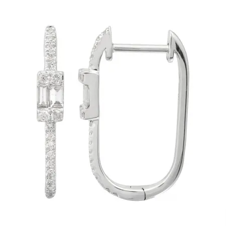 BAGUETTE DIAMOND OBLONG HOOP EARRINGS