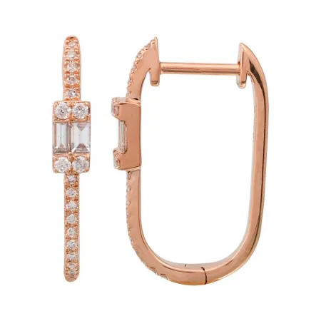 BAGUETTE DIAMOND OBLONG HOOP EARRINGS