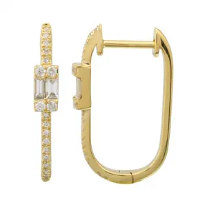 BAGUETTE DIAMOND OBLONG HOOP EARRINGS