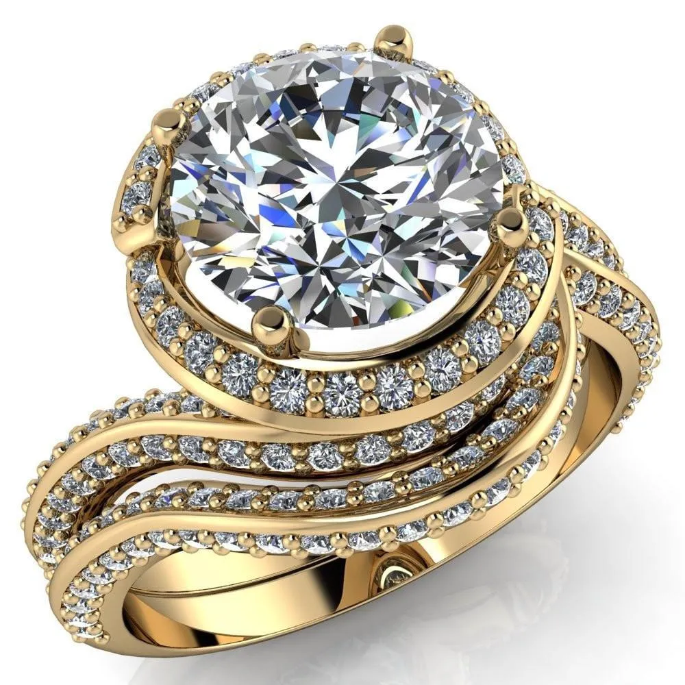 Baptiste Round Center Stone 4 Prong Diamond Halo Engagement Ring