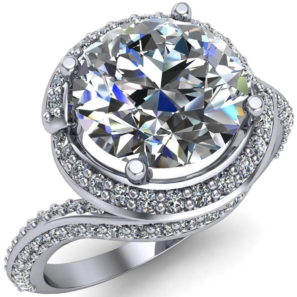 Baptiste Round Center Stone 4 Prong Diamond Halo Engagement Ring