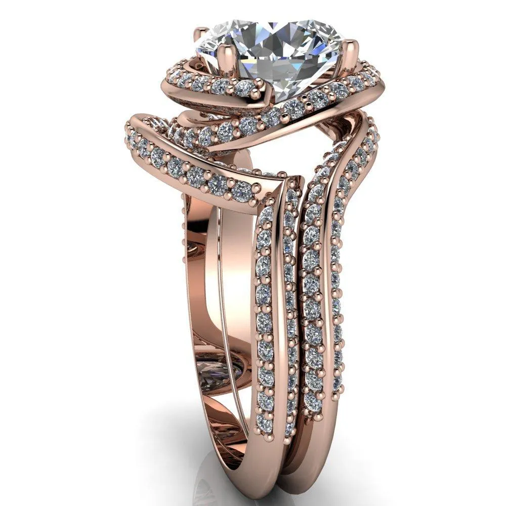 Baptiste Round Center Stone 4 Prong Diamond Halo Engagement Ring