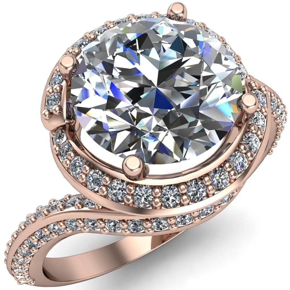 Baptiste Round Center Stone 4 Prong Diamond Halo Engagement Ring