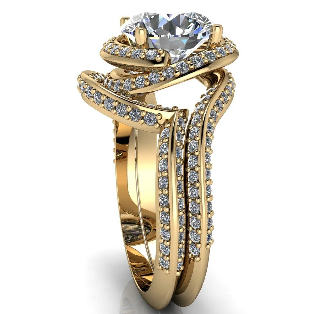 Baptiste Round Center Stone 4 Prong Diamond Halo Engagement Ring