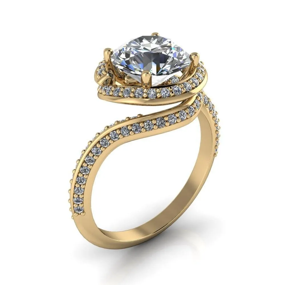 Baptiste Round Center Stone 4 Prong Diamond Halo Engagement Ring