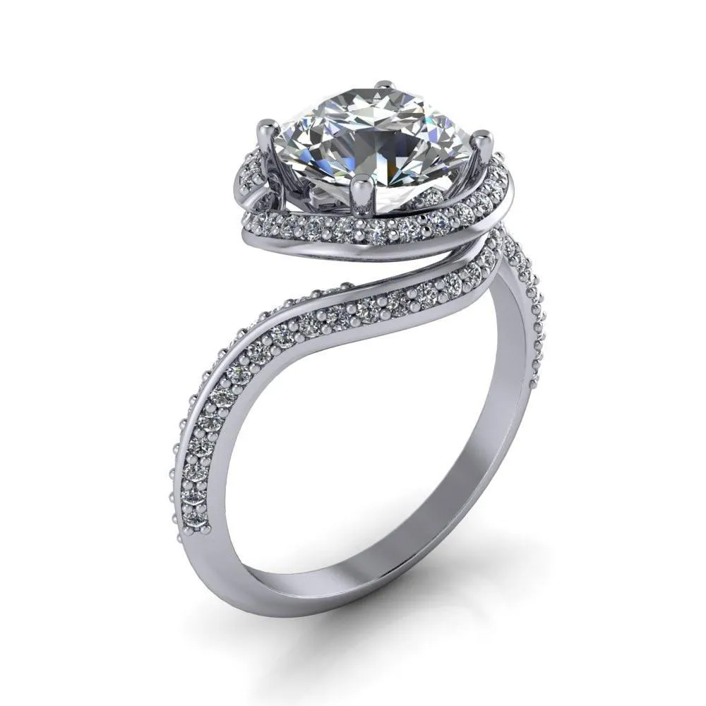 Baptiste Round Center Stone 4 Prong Diamond Halo Engagement Ring