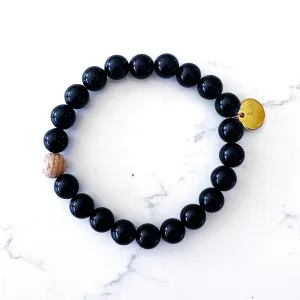 Barrel Bead Bracelet - Obsidian