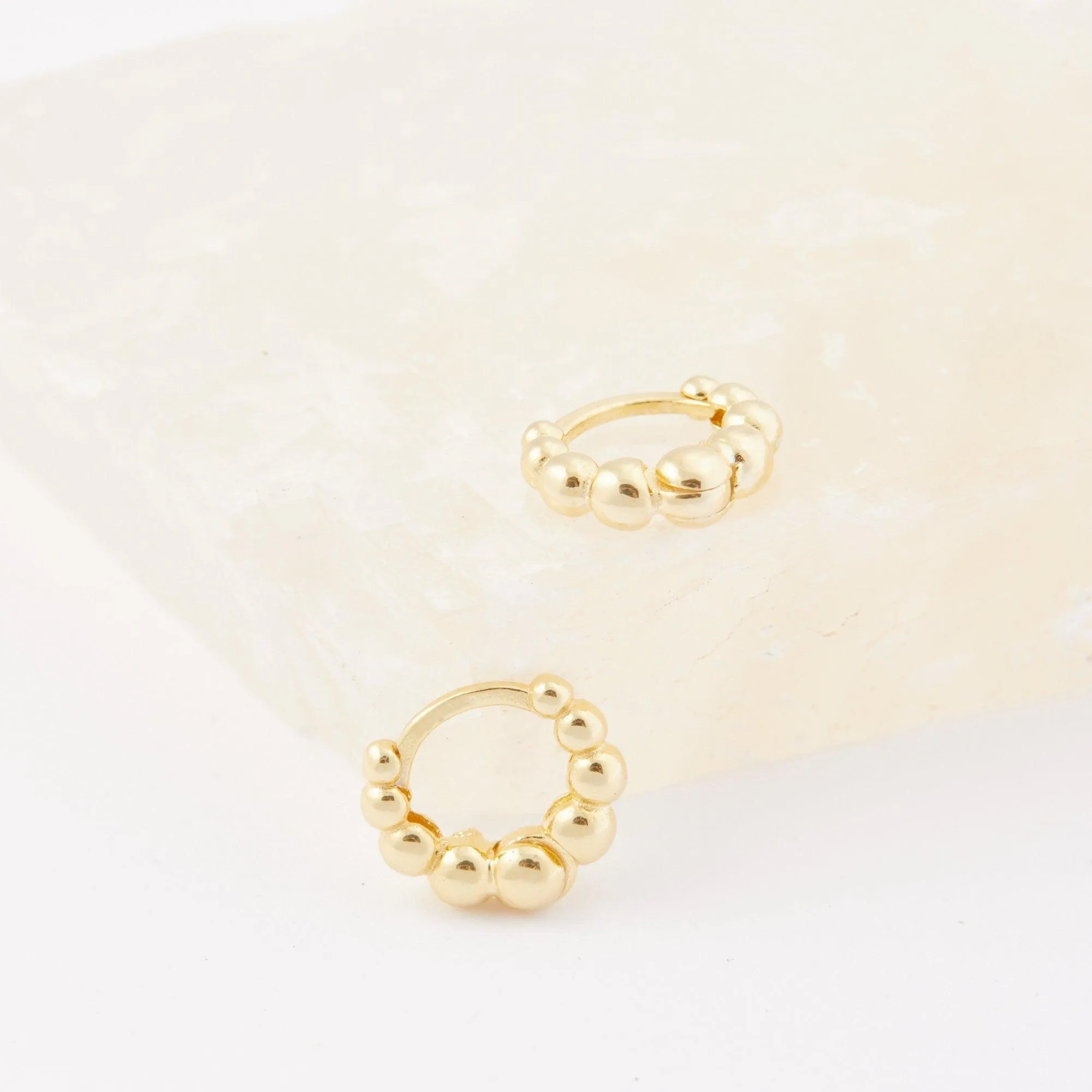 Beaded Hoop Earrings - 18K Gold Vermeil