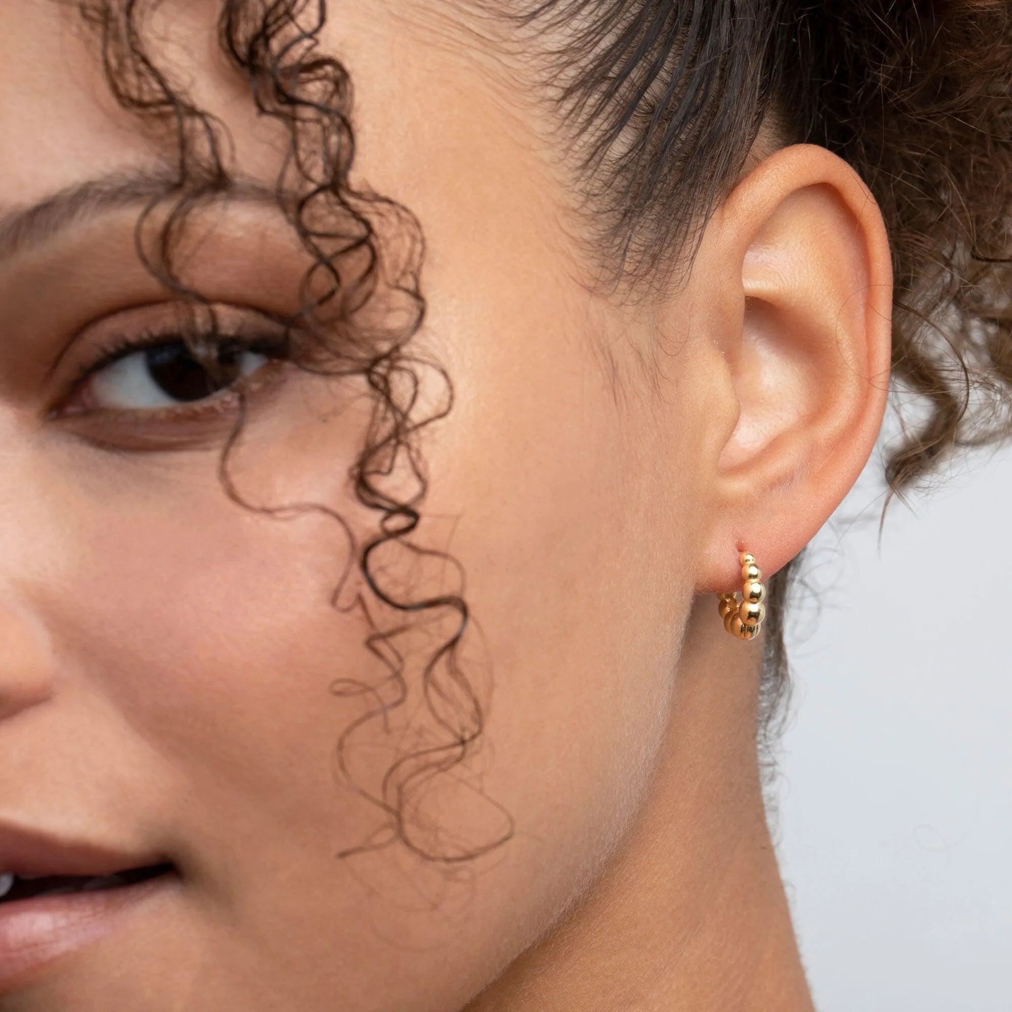 Beaded Hoop Earrings - 18K Gold Vermeil