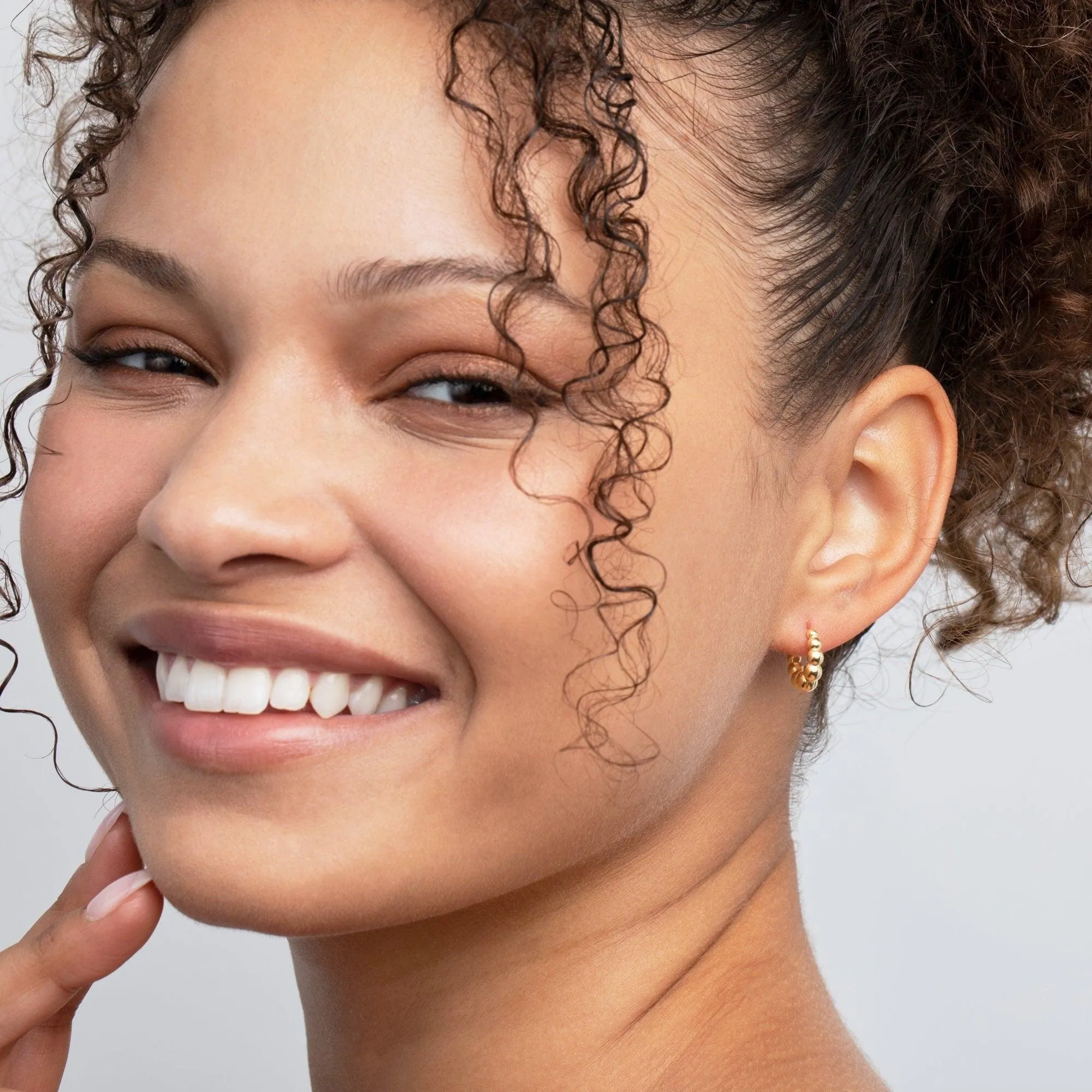 Beaded Hoop Earrings - 18K Gold Vermeil