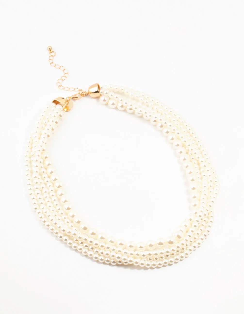 Beaded Multi Sized Pearls Layered Necklace