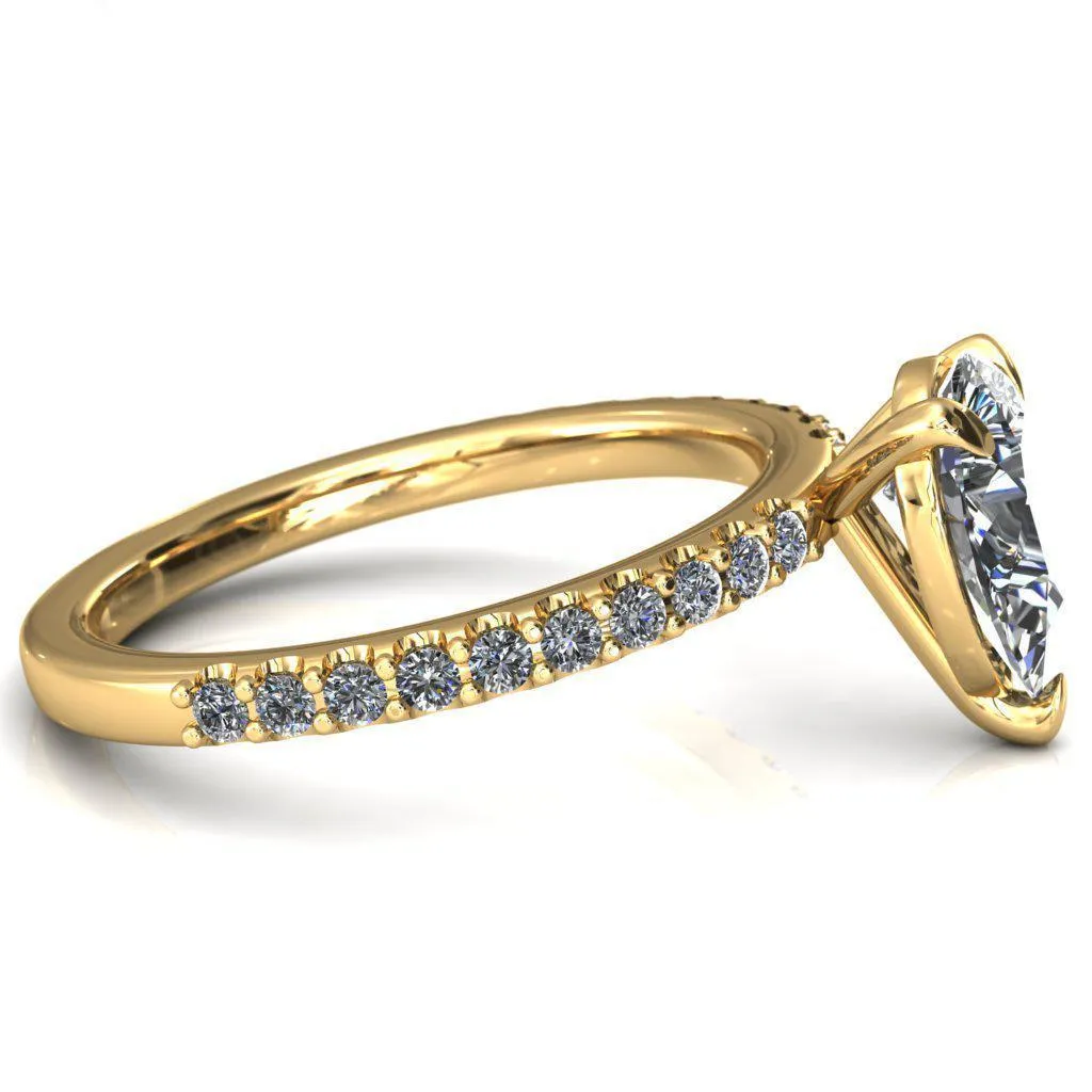 Beatrisa Pear Center Stone 3/4 Eternity 3 Prong Engagement Ring