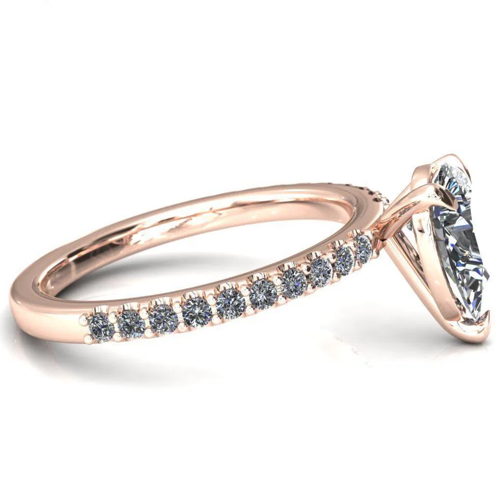 Beatrisa Pear Center Stone 3/4 Eternity 3 Prong Engagement Ring
