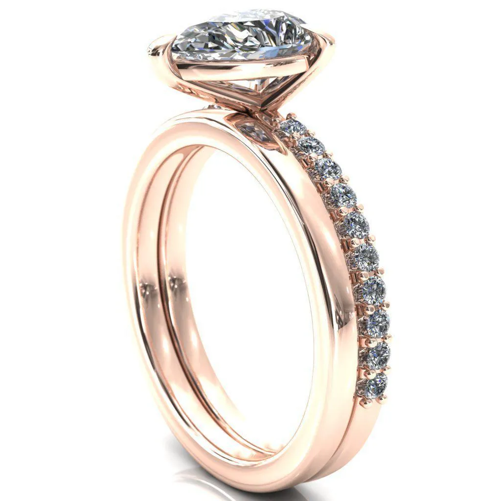 Beatrisa Pear Center Stone 3/4 Eternity 3 Prong Engagement Ring