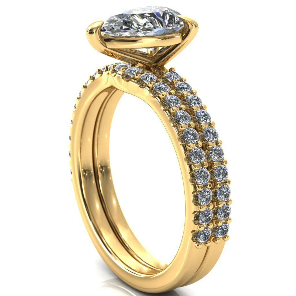 Beatrisa Pear Center Stone 3/4 Eternity 3 Prong Engagement Ring