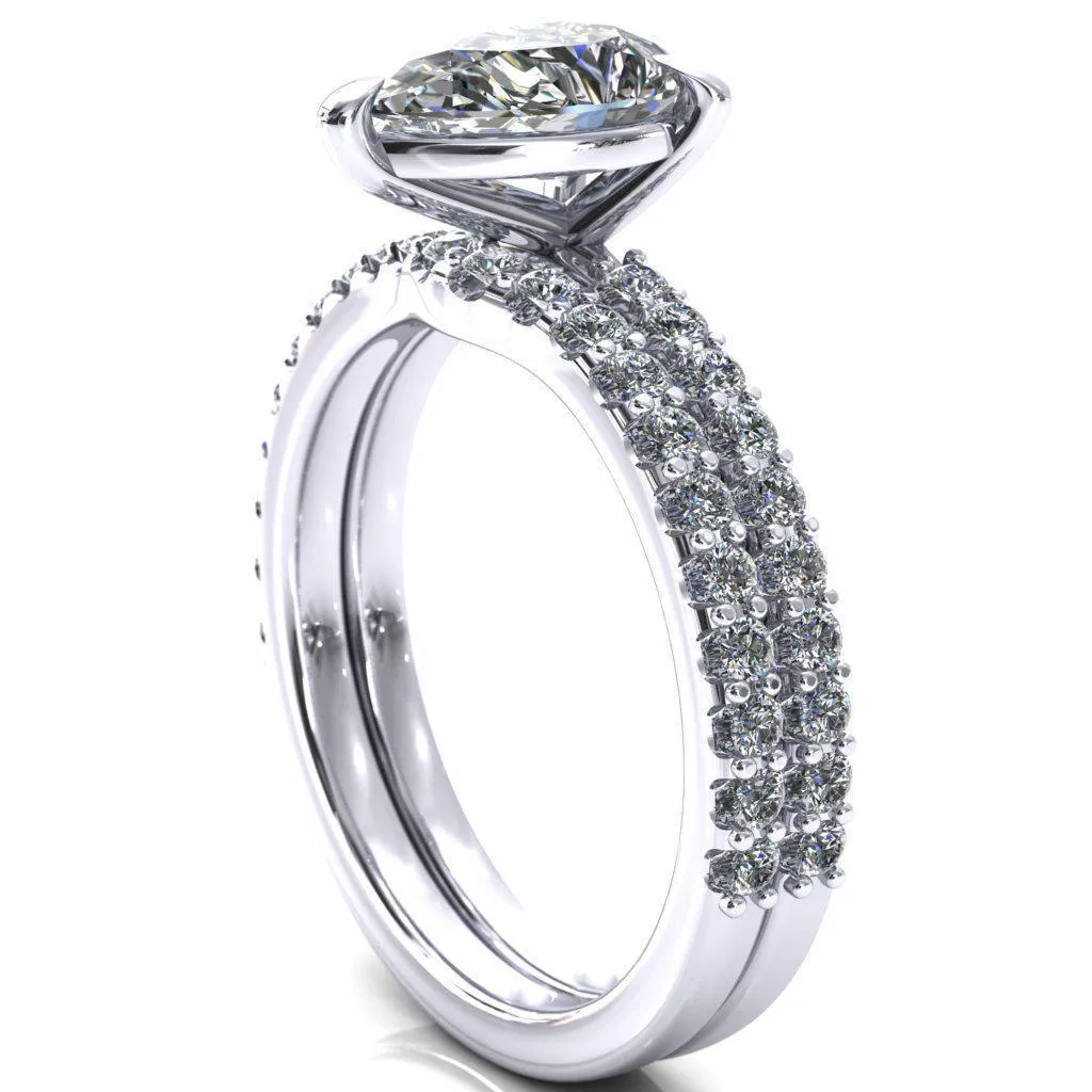 Beatrisa Pear Center Stone 3/4 Eternity 3 Prong Engagement Ring