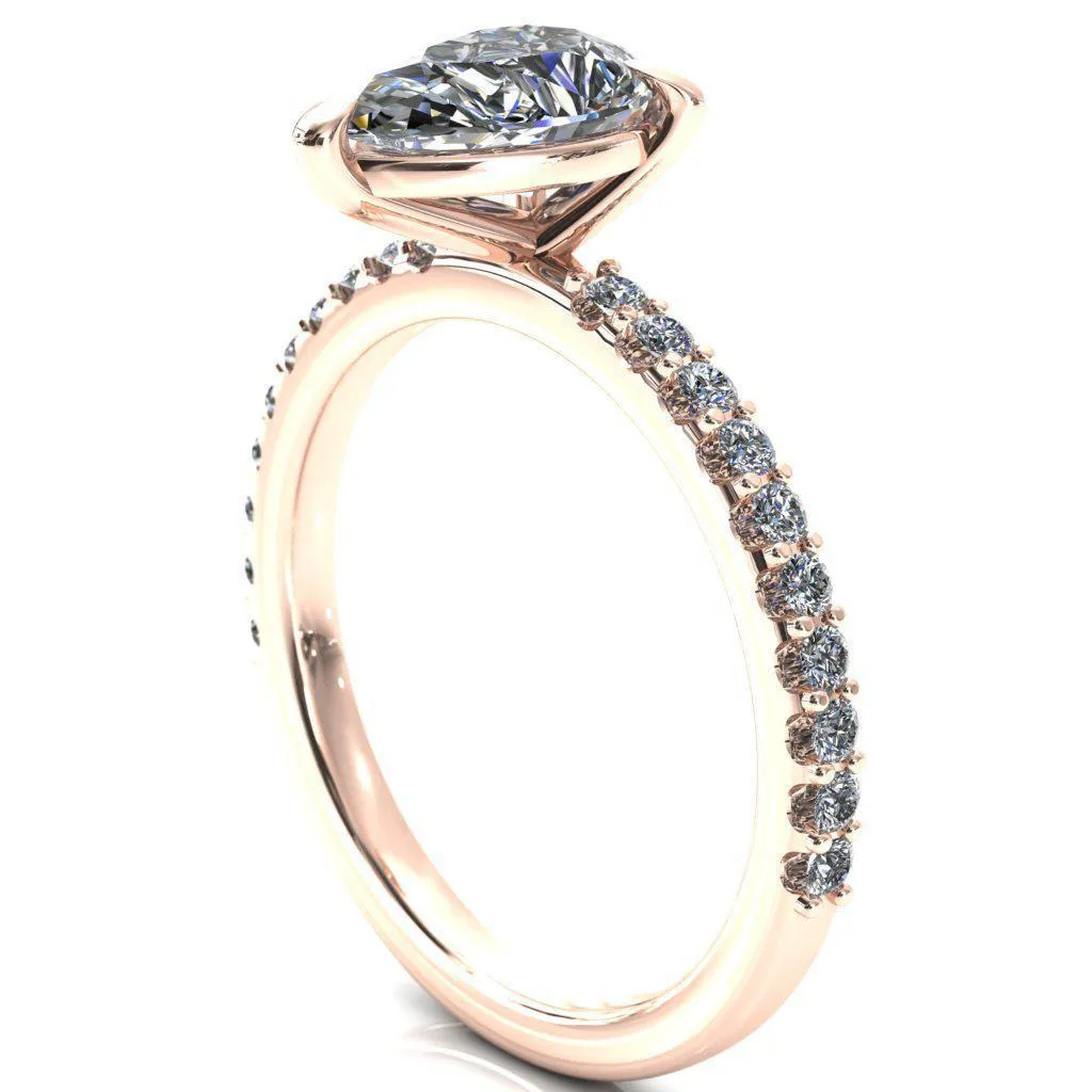 Beatrisa Pear Center Stone 3/4 Eternity 3 Prong Engagement Ring
