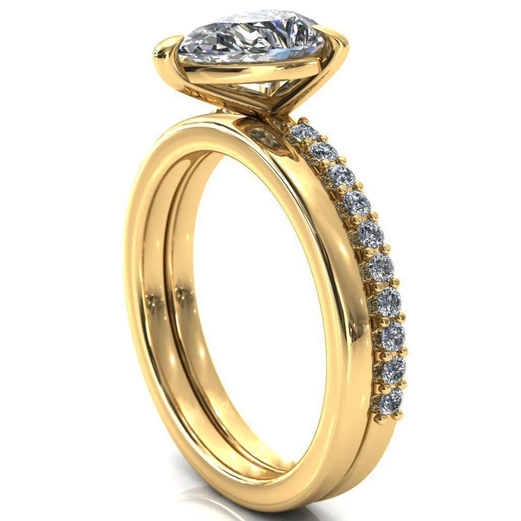 Beatrisa Pear Center Stone 3/4 Eternity 3 Prong Engagement Ring