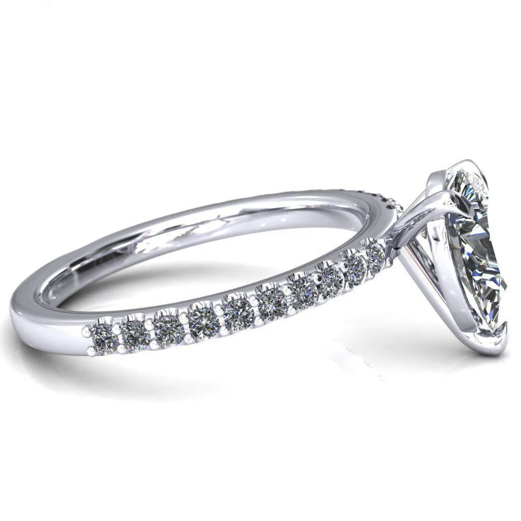 Beatrisa Pear Center Stone 3/4 Eternity 3 Prong Engagement Ring